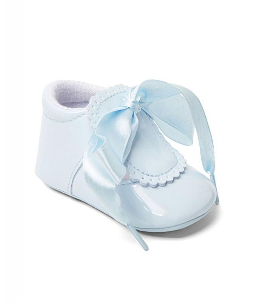 Baby Patent Soft Sole Ribbon Bow Shoes Pink White Blue