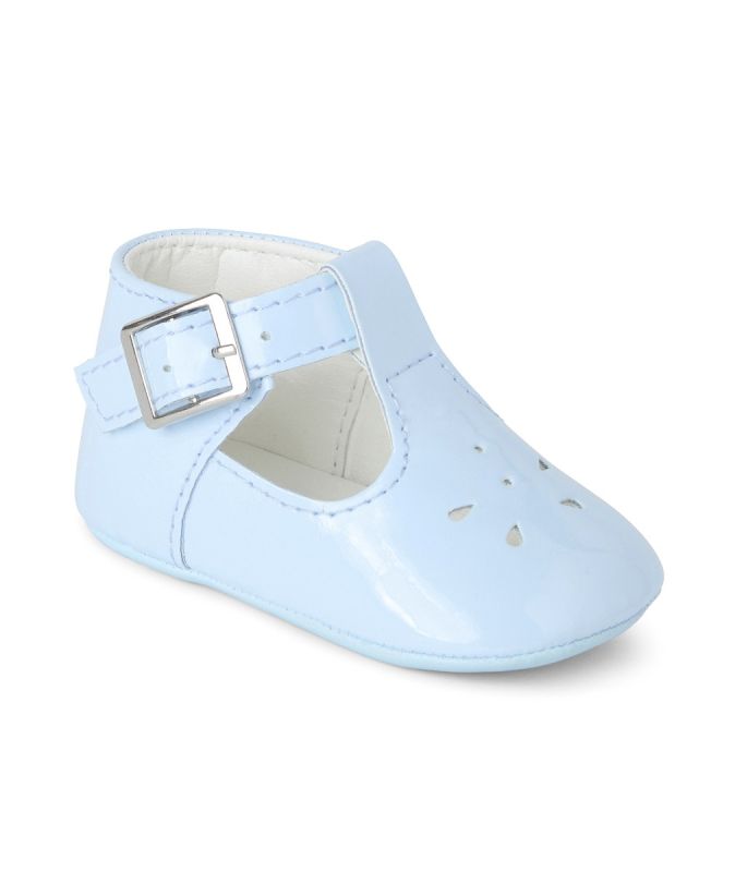 Baby Patent Soft Sole T Bar Shoes Pink White Blue