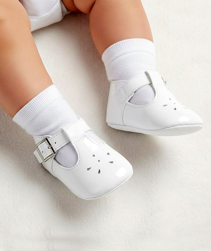 Baby Patent Soft Sole T Bar Shoes Pink White Blue