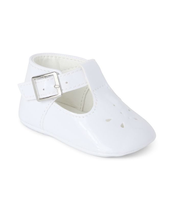 Baby Patent Soft Sole T Bar Shoes Pink White Blue