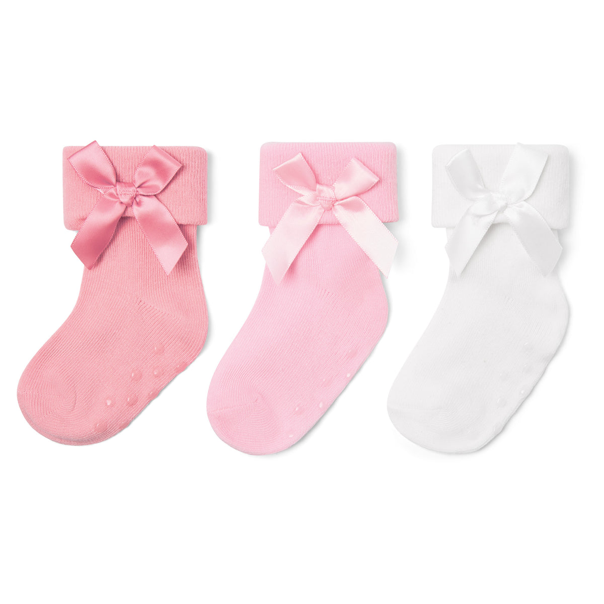Baby Girls 3 Pack Bow Socks Pink White