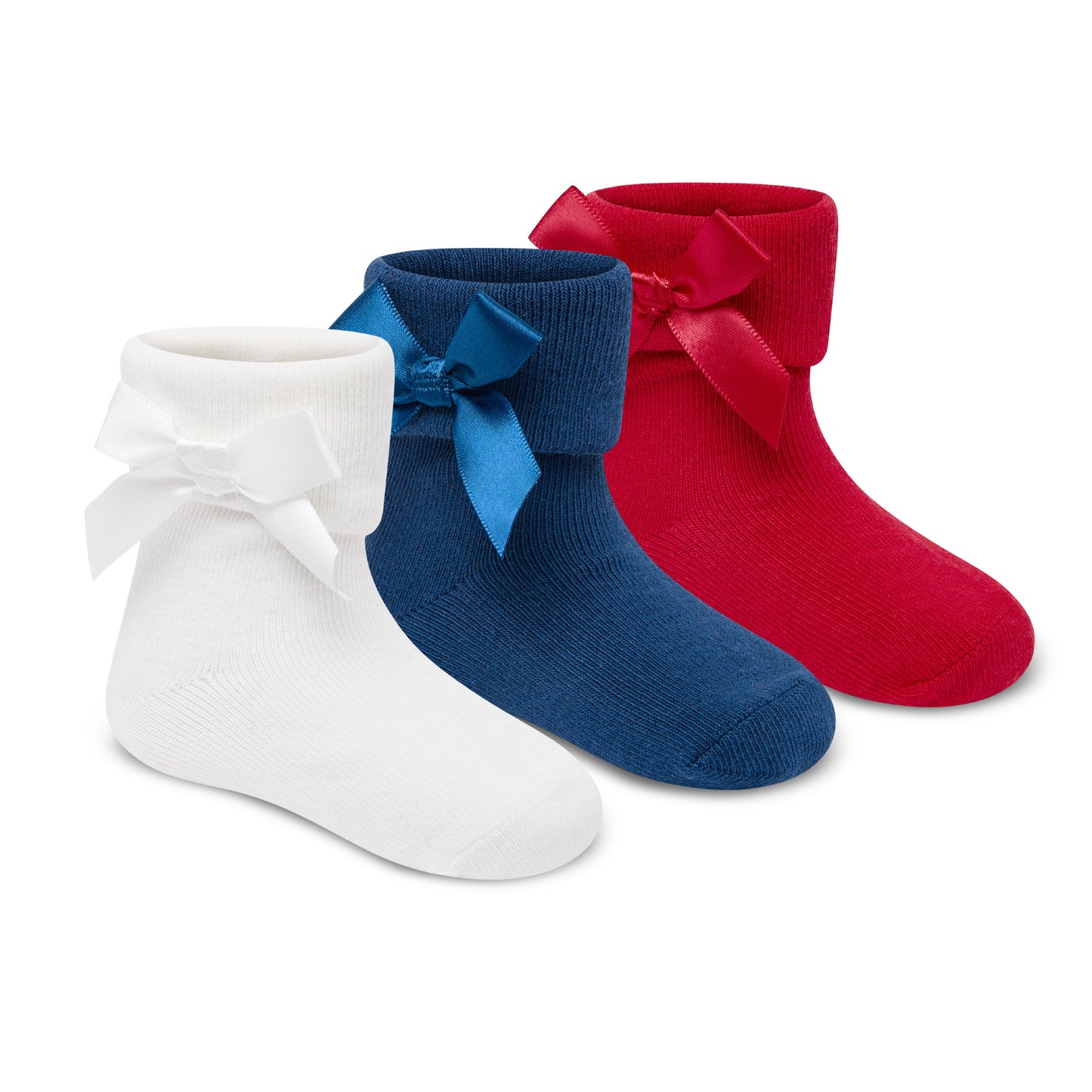 Baby Girls 3 Pack Bow Socks Red Navy White
