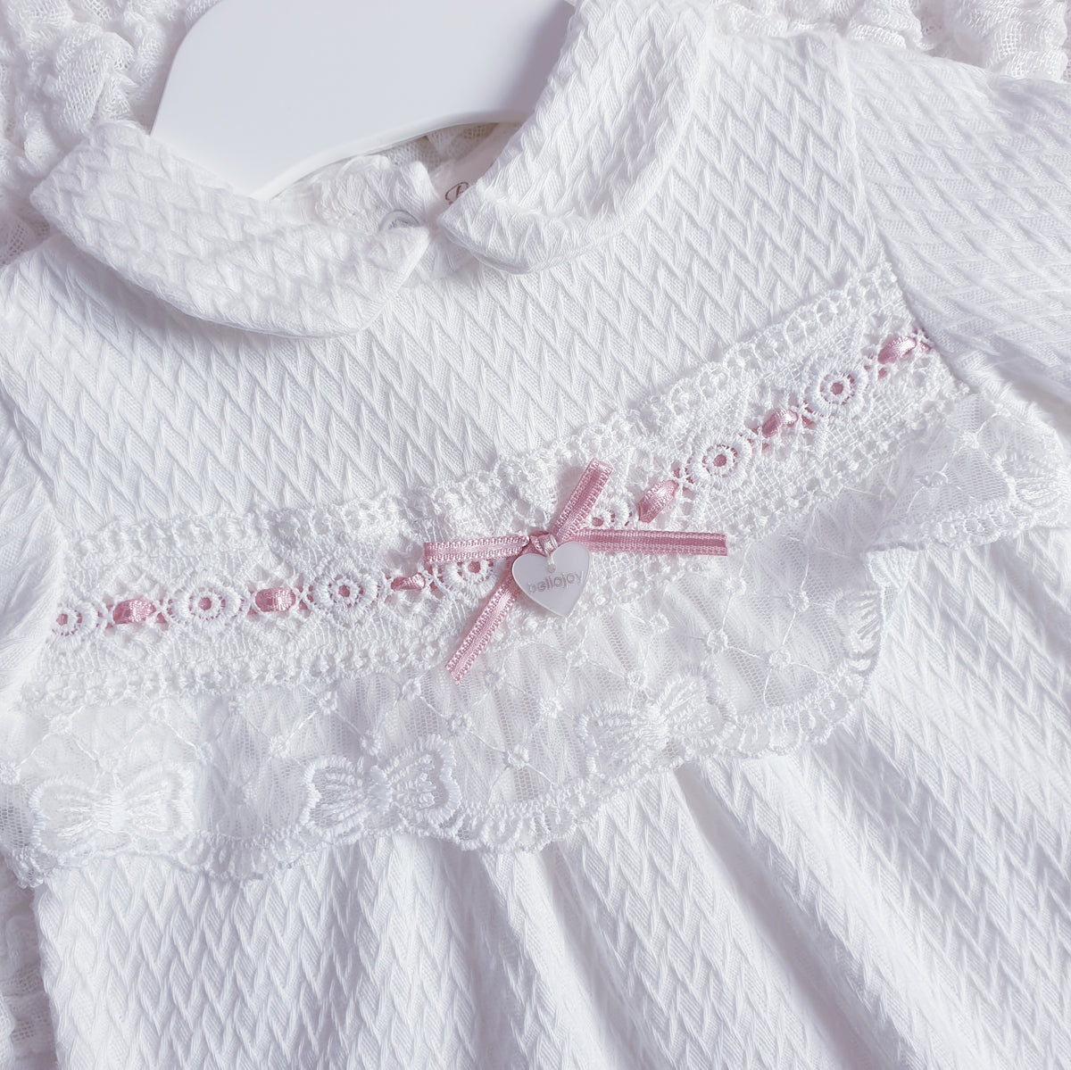 Baby Girls White Lace Bow Babygrow & Headband