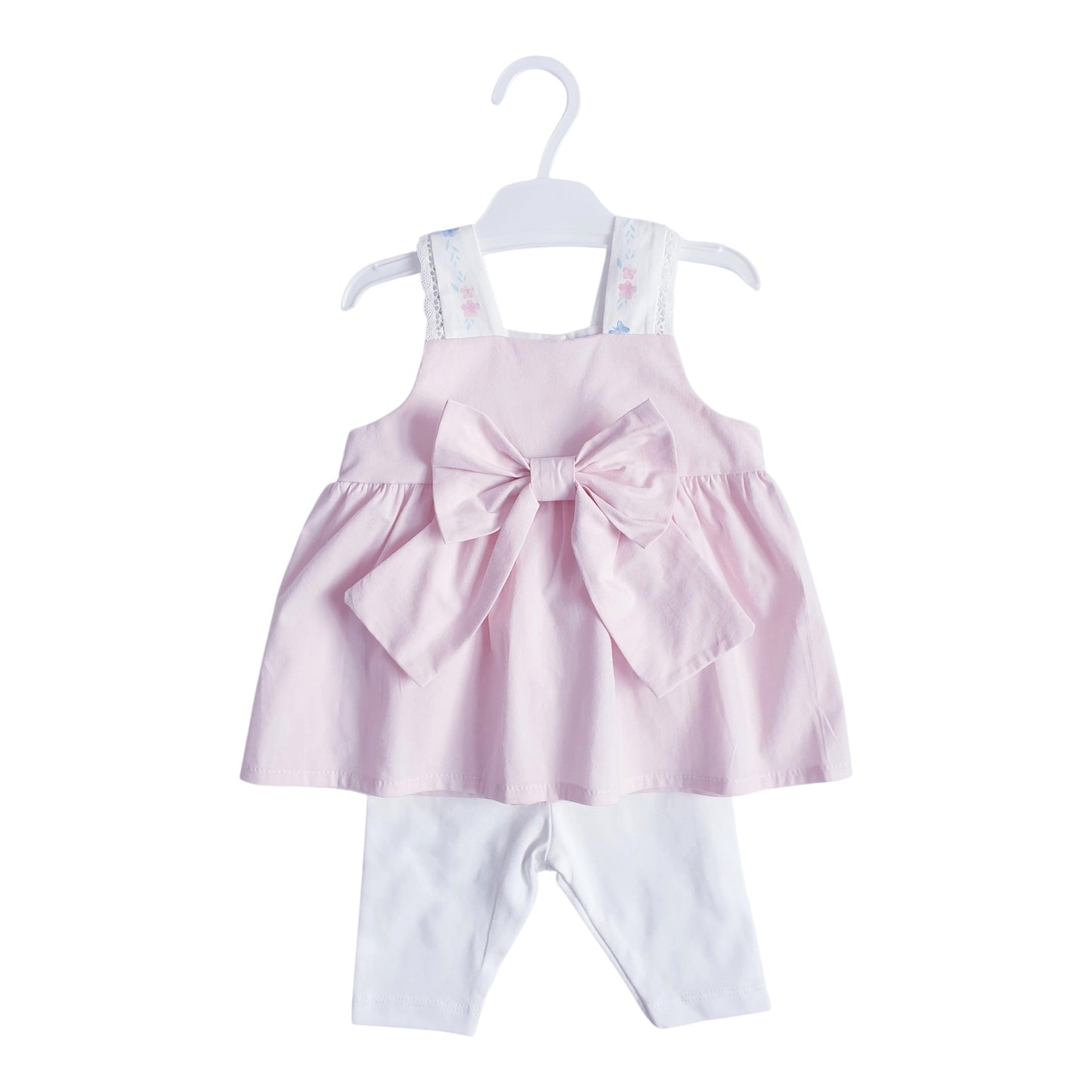 Baby Girls Pink Bow Leggings Set