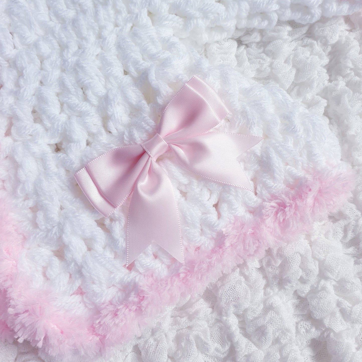 Baby Girls White/Pink Hand Knitted Cardigan & Hat