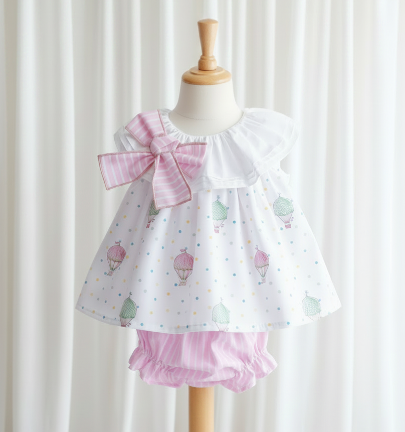 Baby Girls Hot Air Balloon Dress & Pants Pink Lemon