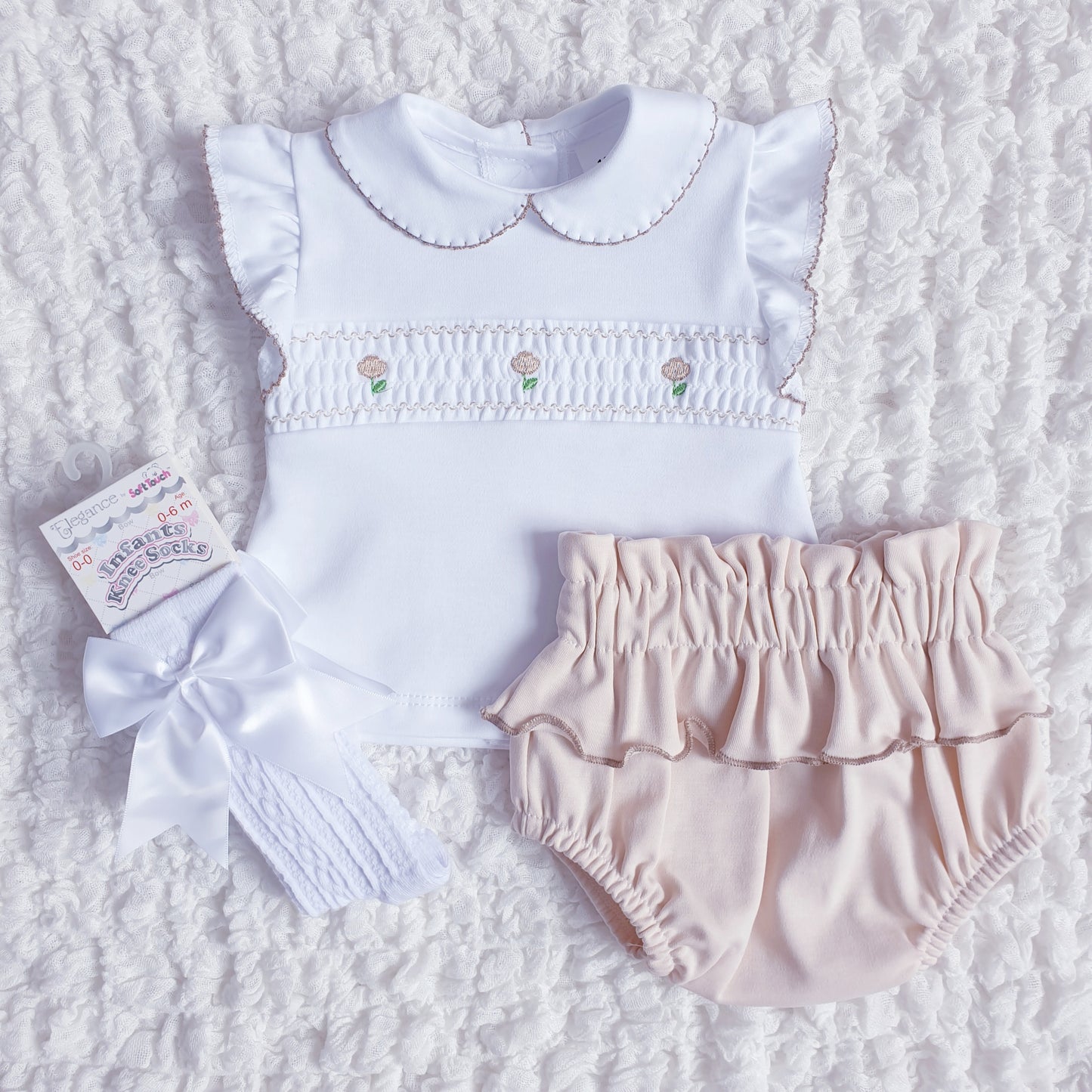Baby Girls Spanish Smocked Ruffle Jam Pants Set