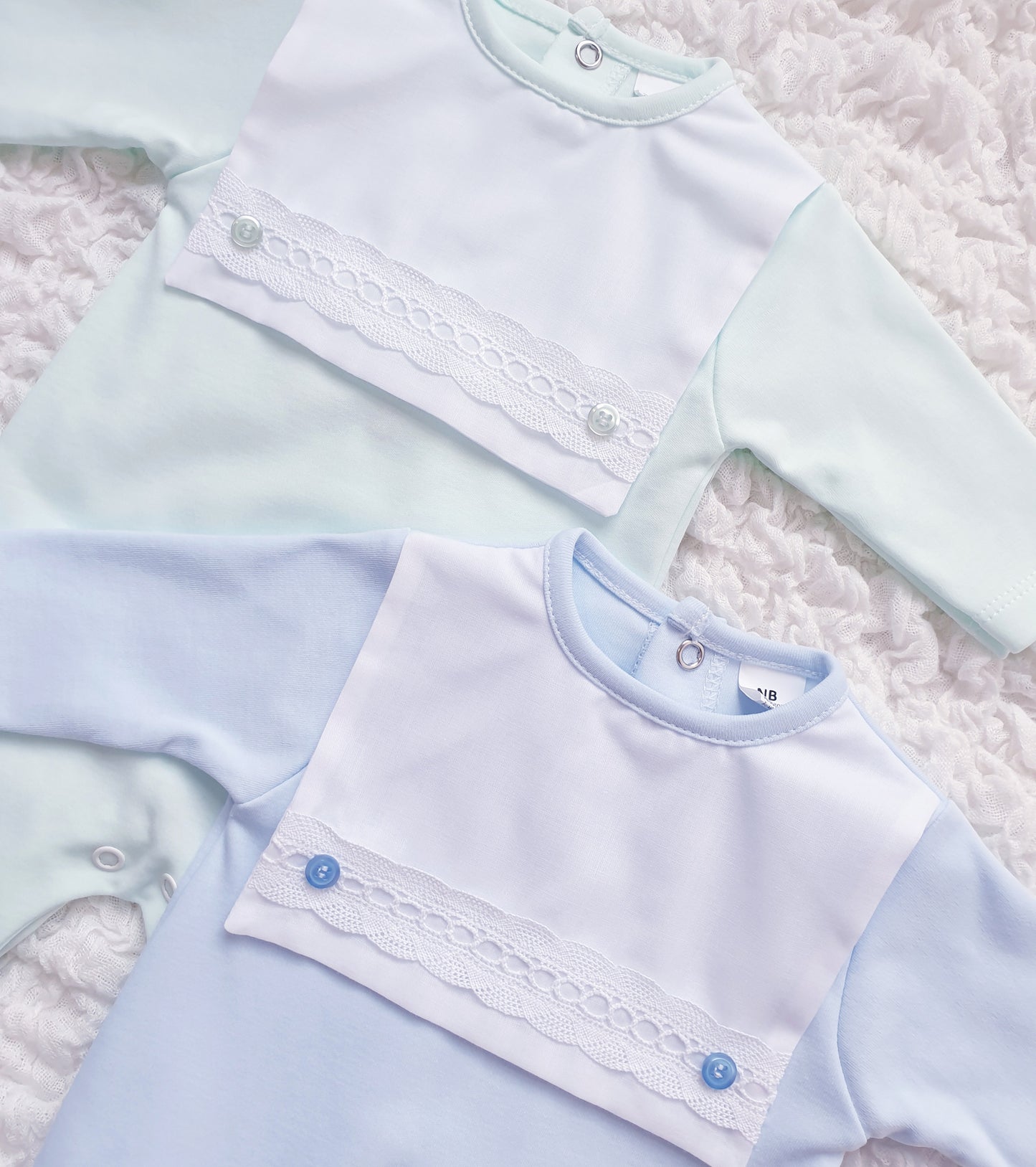 Baby Boys Square Bib Babygrow Blue Mint