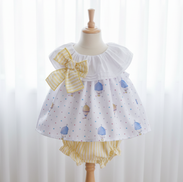Baby Girls Hot Air Balloon Dress & Pants Pink Lemon
