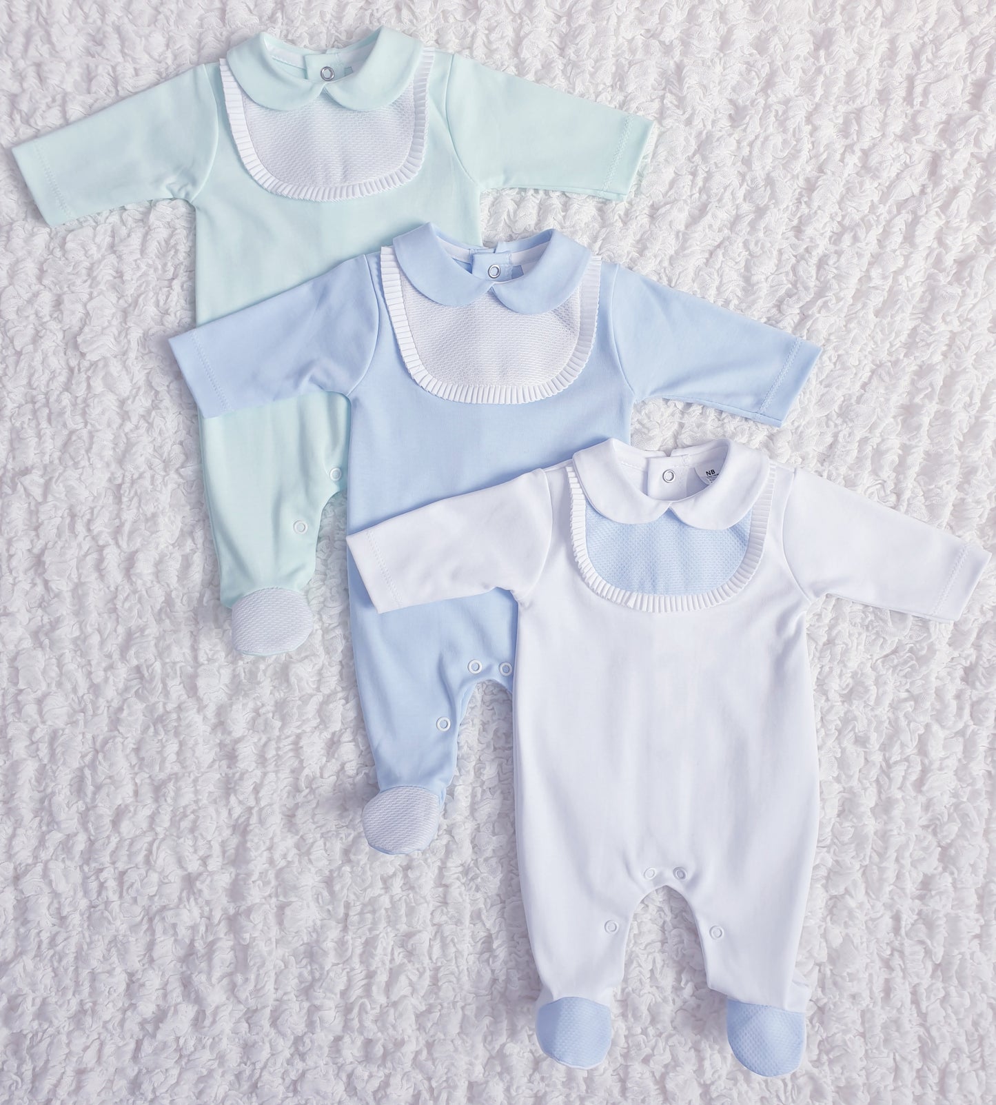 Baby Boys Spanish Babygrow Blue White Mint