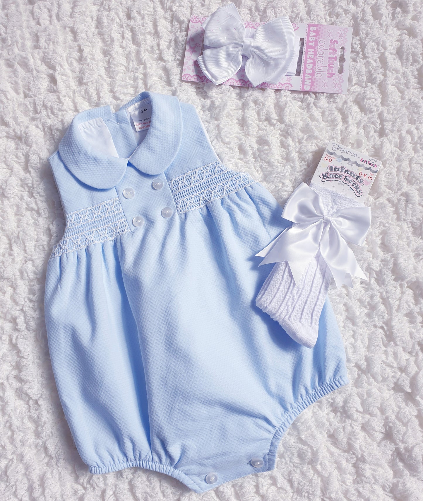 Baby Girls Smocked Romper Pink White Lemon Blue