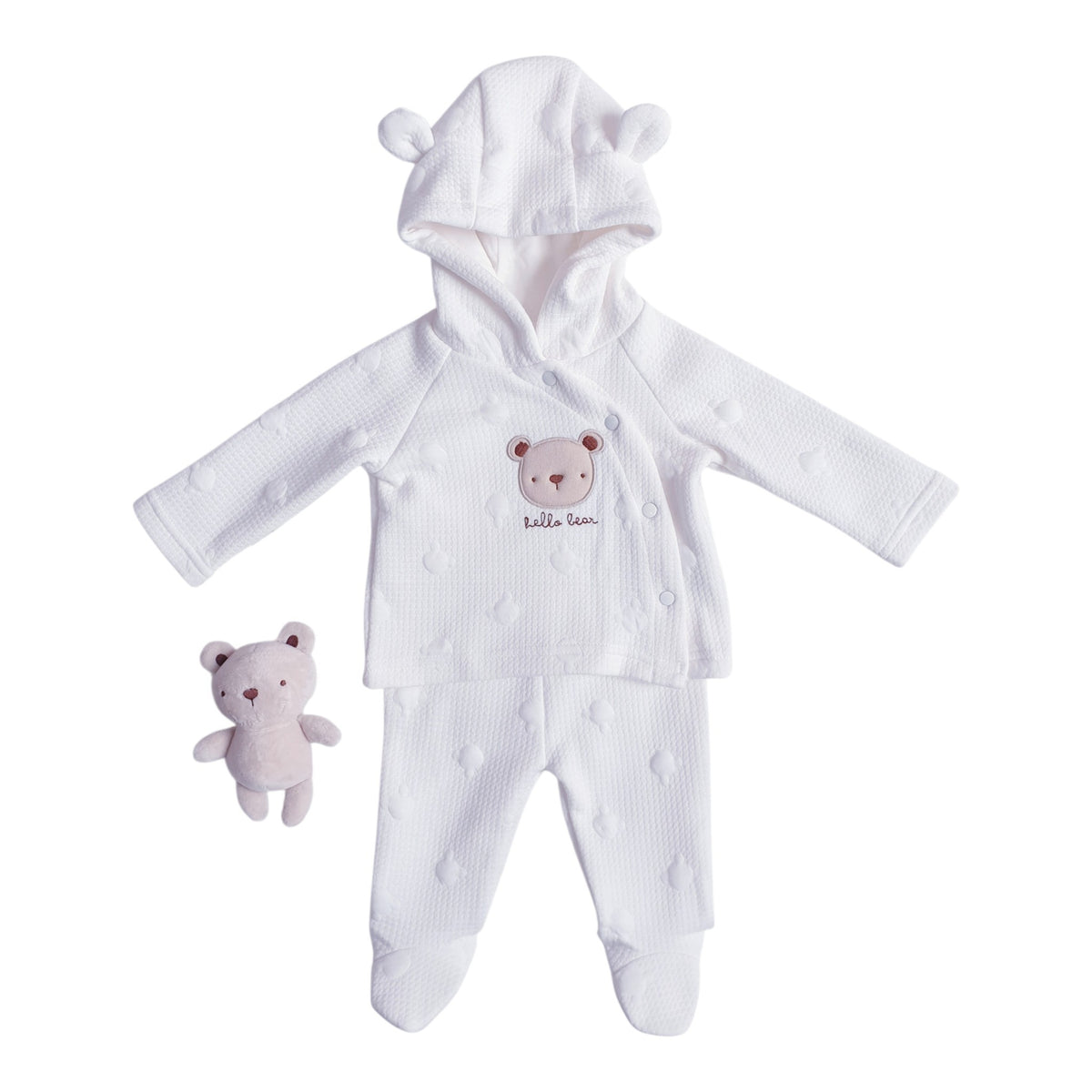 Baby White Teddy 2 Piece Outfit & Teddy