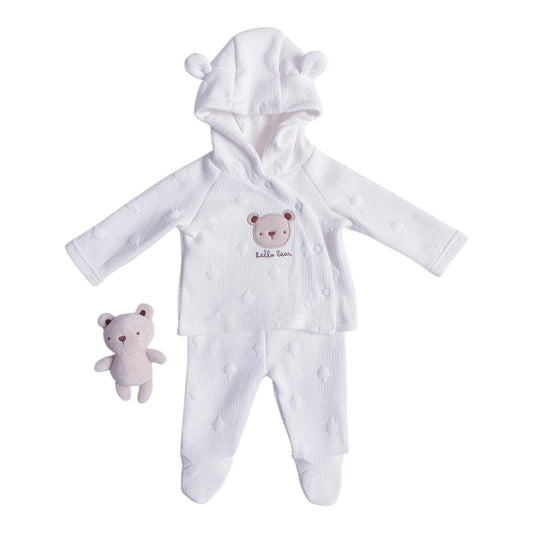 Baby White Teddy 2 Piece Outfit & Teddy
