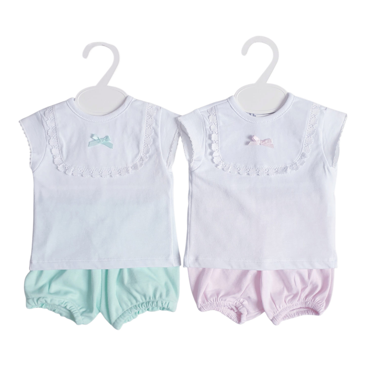Baby Girls Spanish 2 Piece Shorts Set Mint/Pink