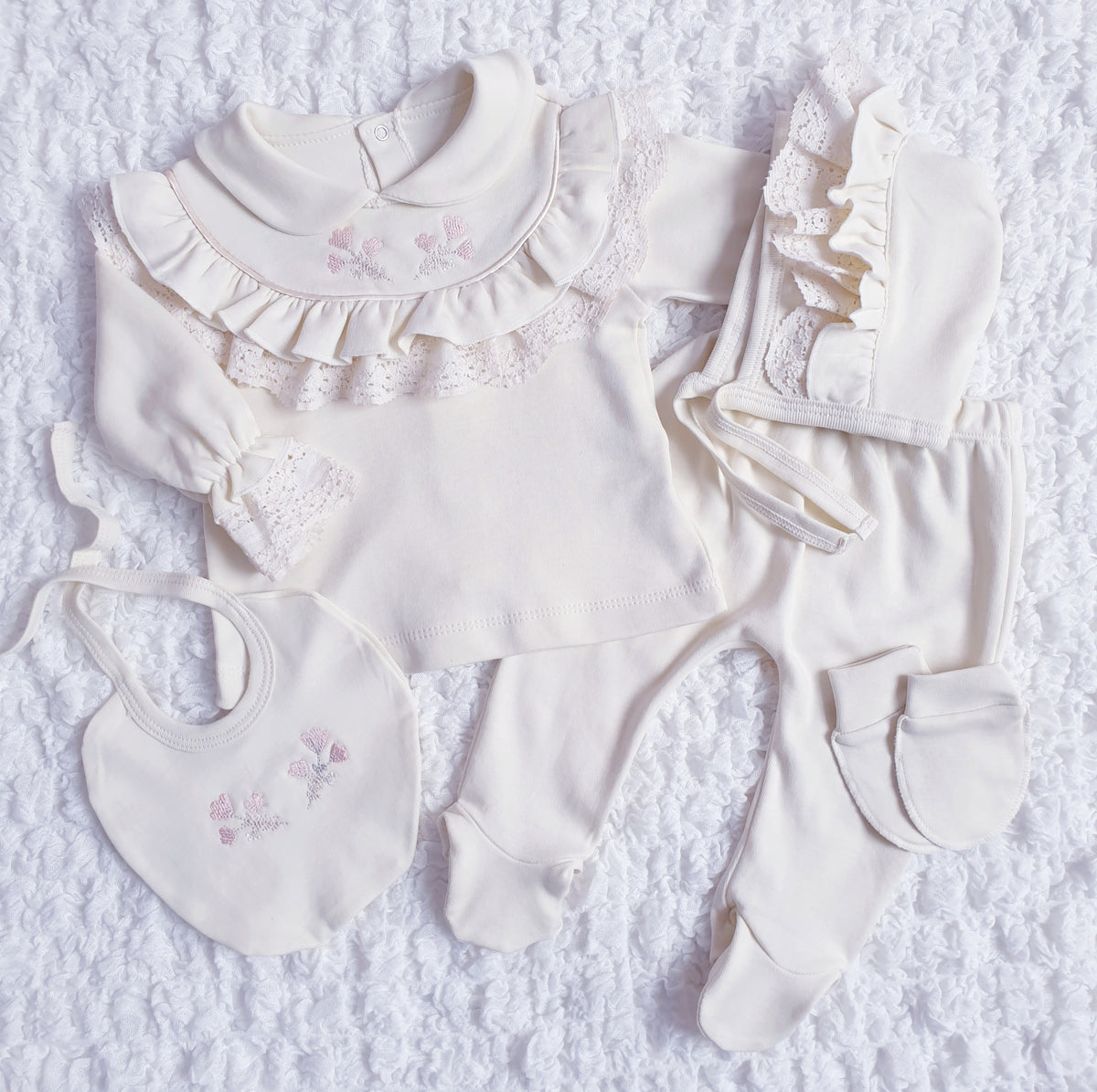 Baby Girls Cream Floral 5 Piece Set