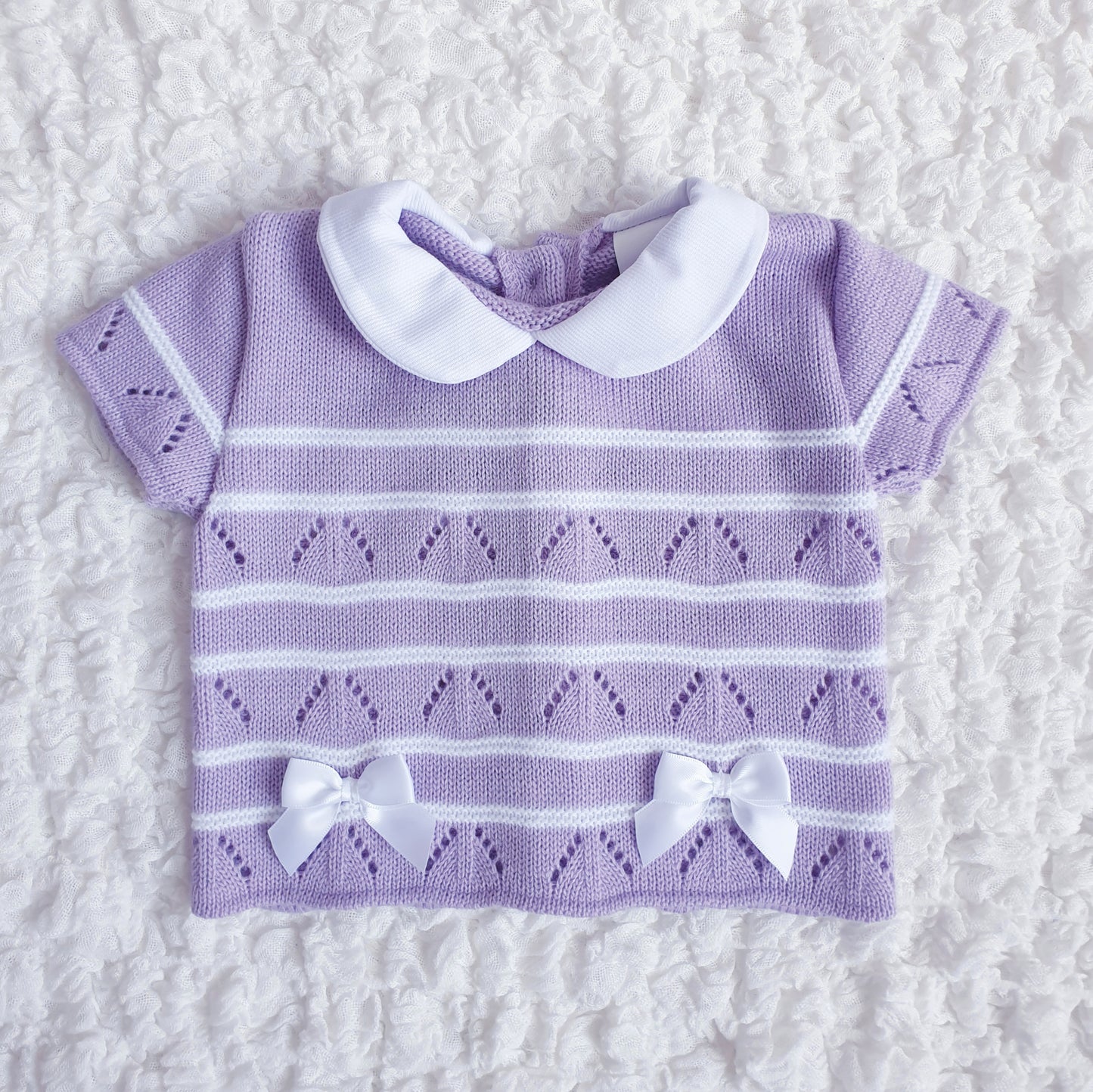 Baby Girls Lilac Spanish Knitted 3 Piece Jam Pants Set
