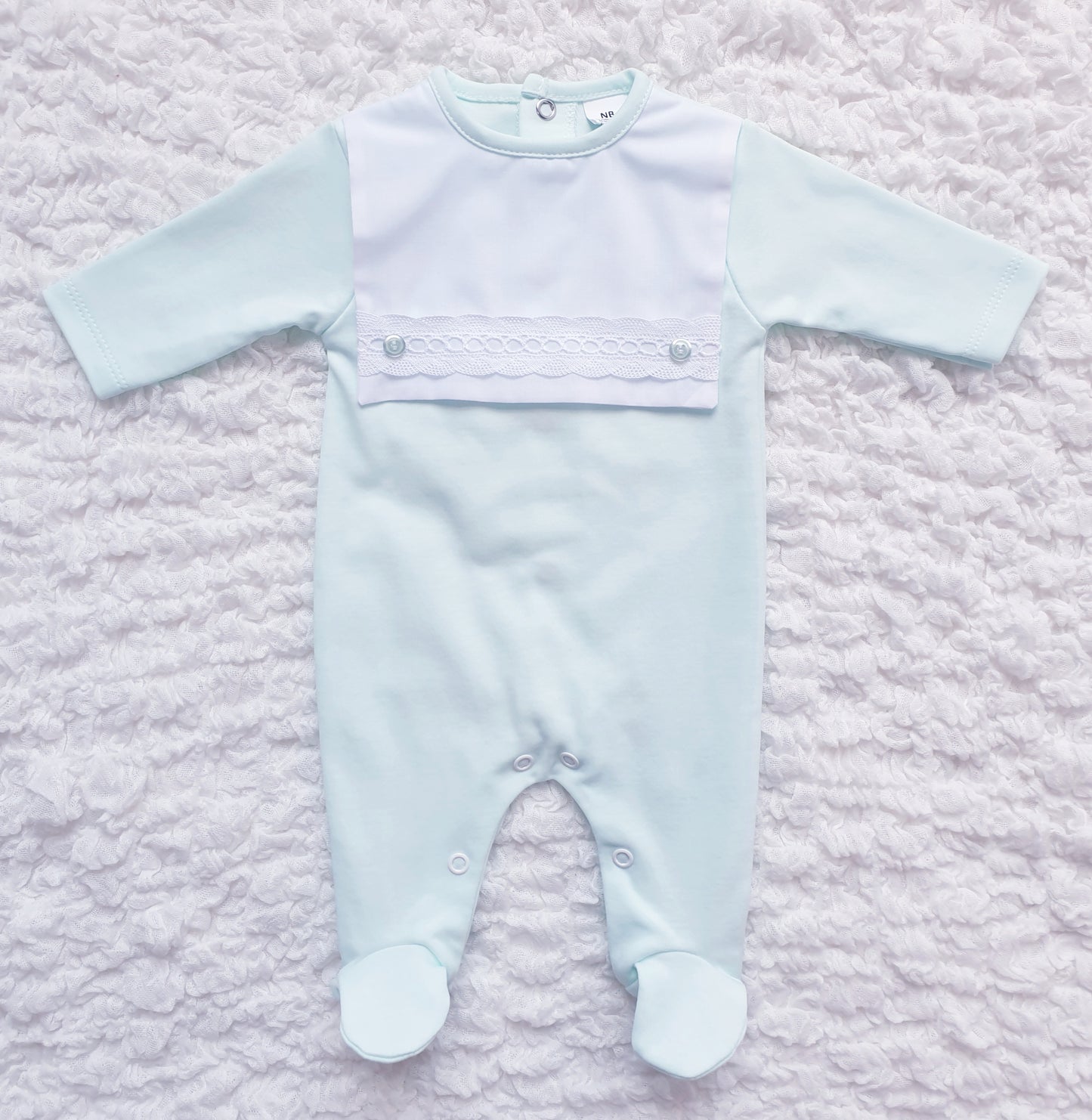 Baby Boys Square Bib Babygrow Blue Mint