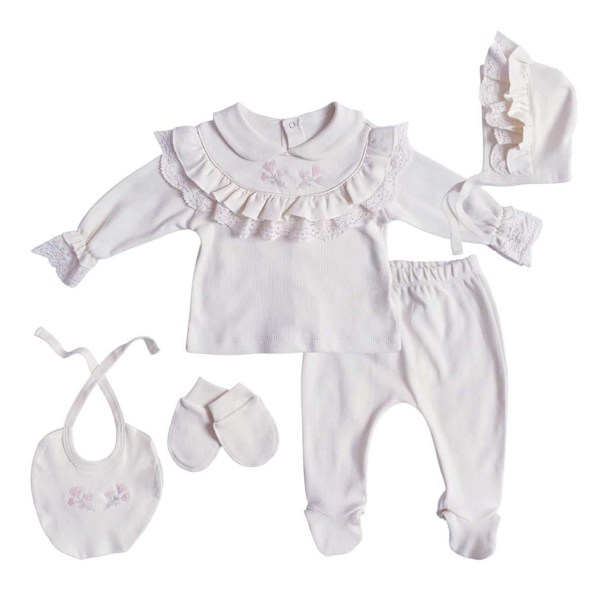Baby Girls Cream Floral 5 Piece Set