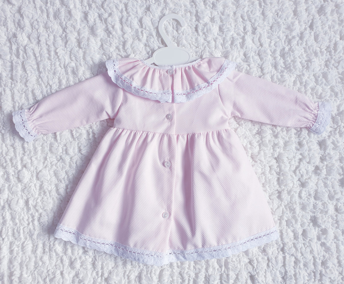 Baby Girls Pink Ribbon Slot Bow Dress