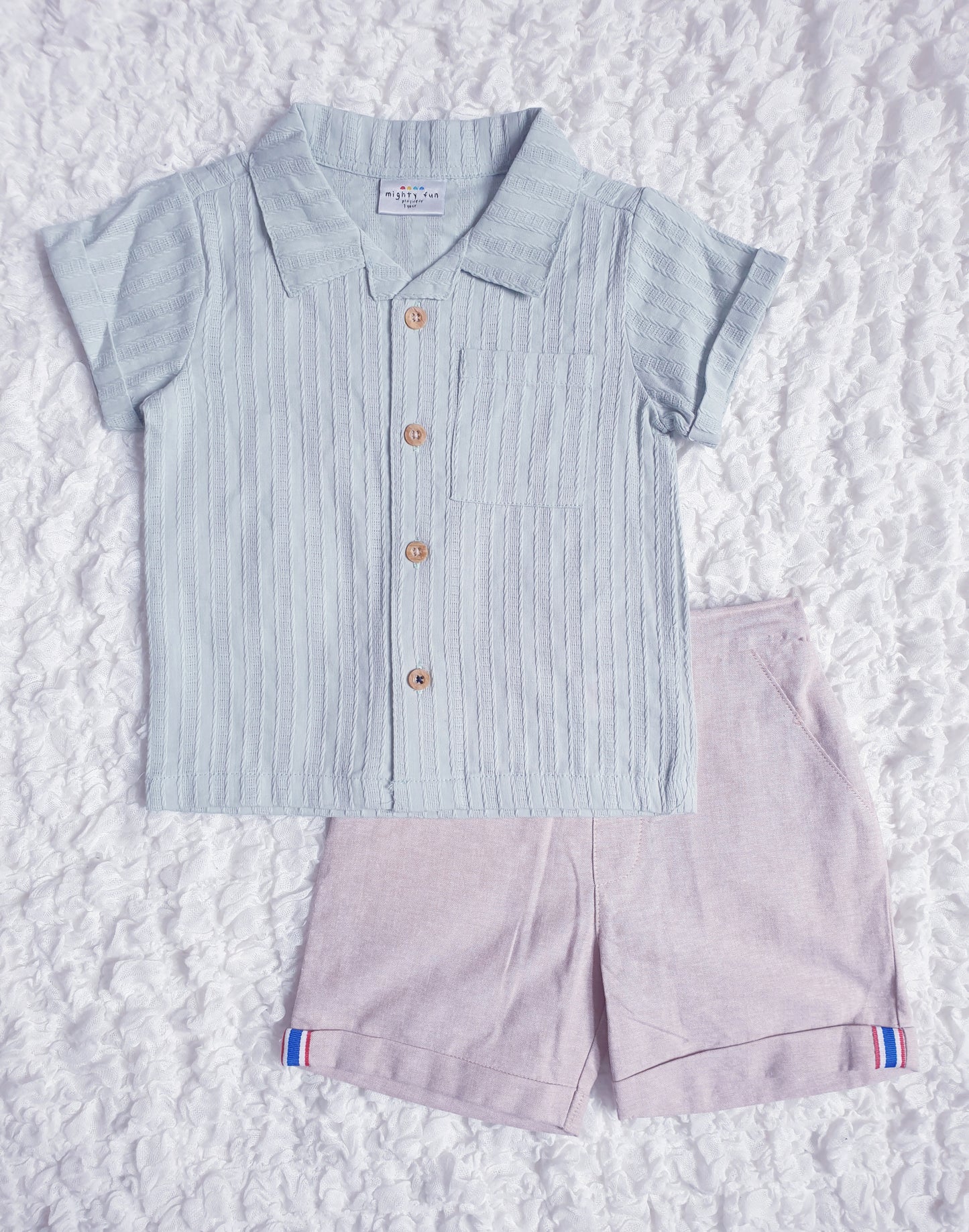 Boys Sage Green Shirt & Shorts Set
