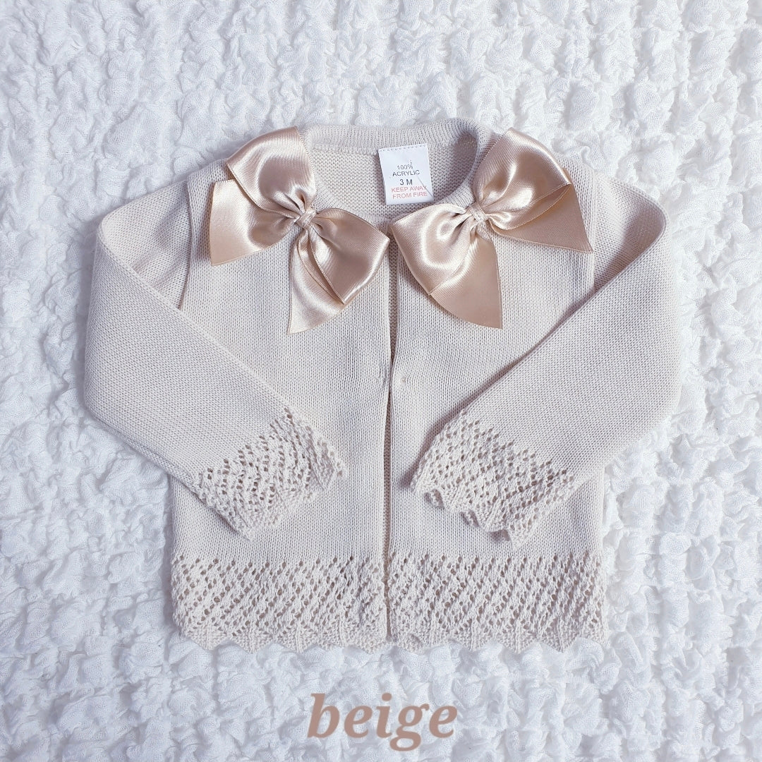 Baby Girls Double Ribbon Bow Cardigan