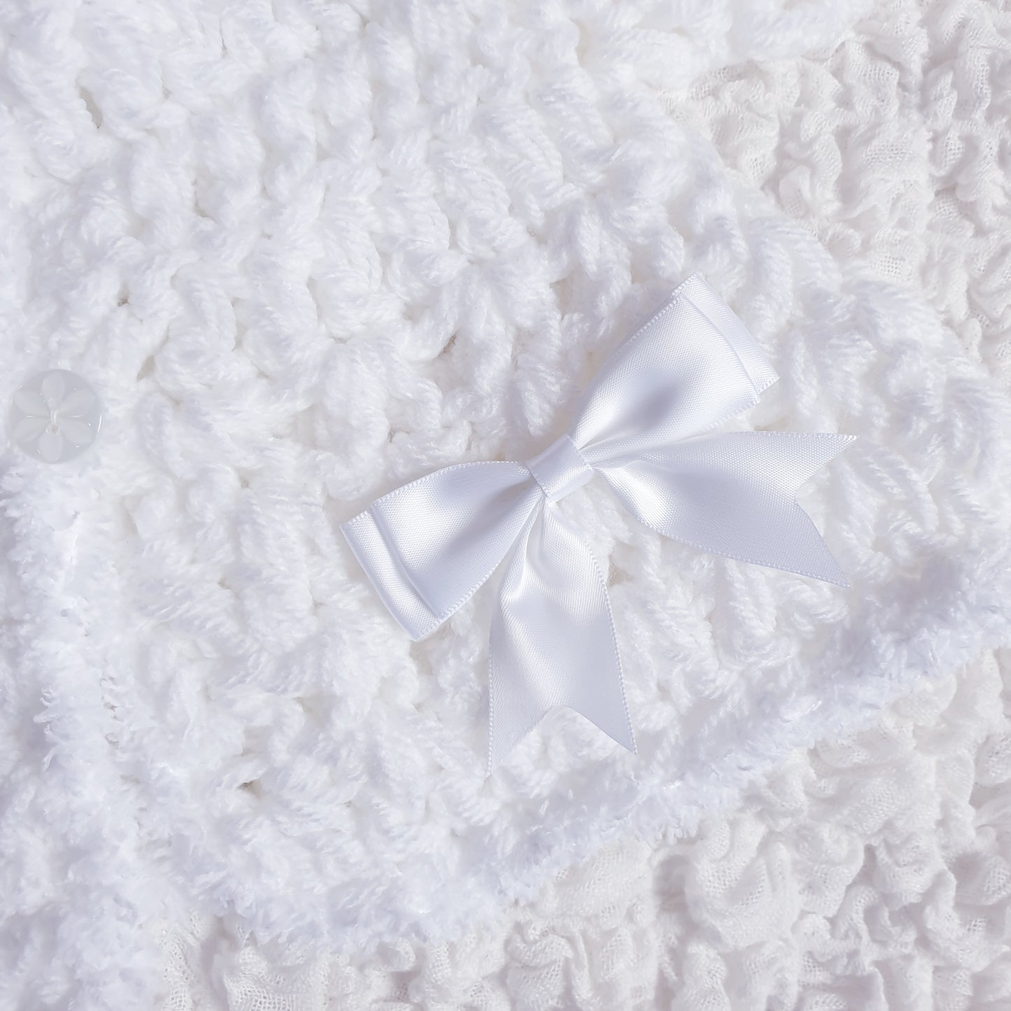 Baby Girls White Hand Knitted Cardigan & Bonnet Set