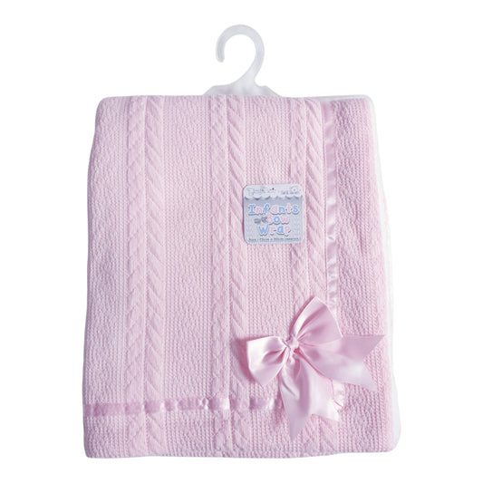 Pink Fleece Lined Bow Blanket