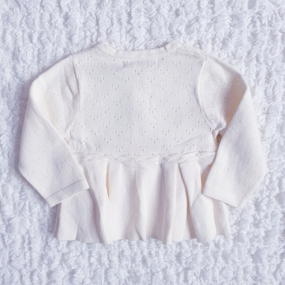 Baby Girls Cream Knitted Cardigan & Ribbed Leggings Set