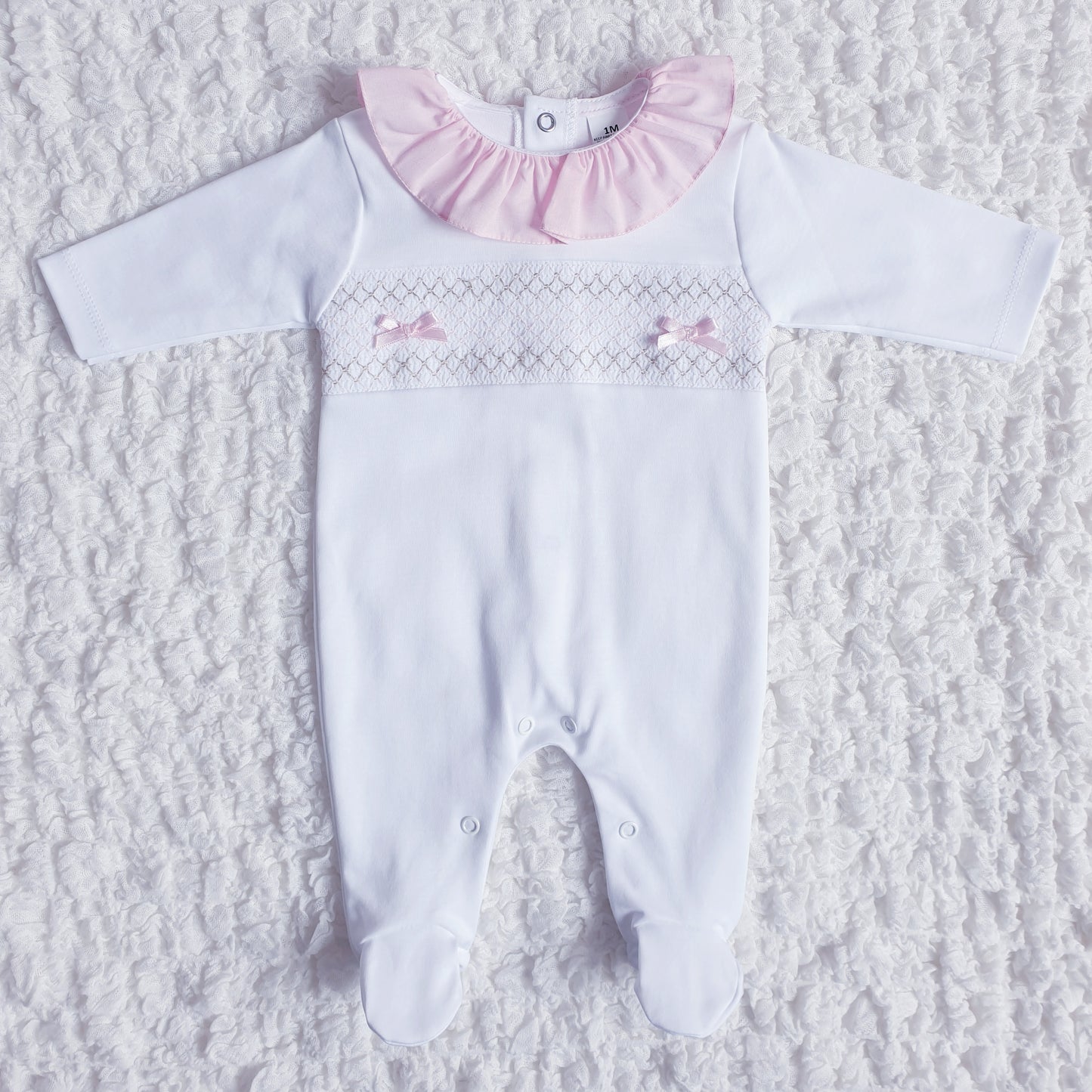 Spanish Baby Girls Smocked Babygrow