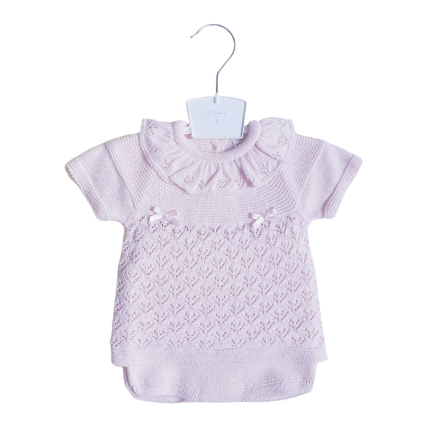 Baby Girls Spanish Knitted Jam Pants Set Pink Lemon