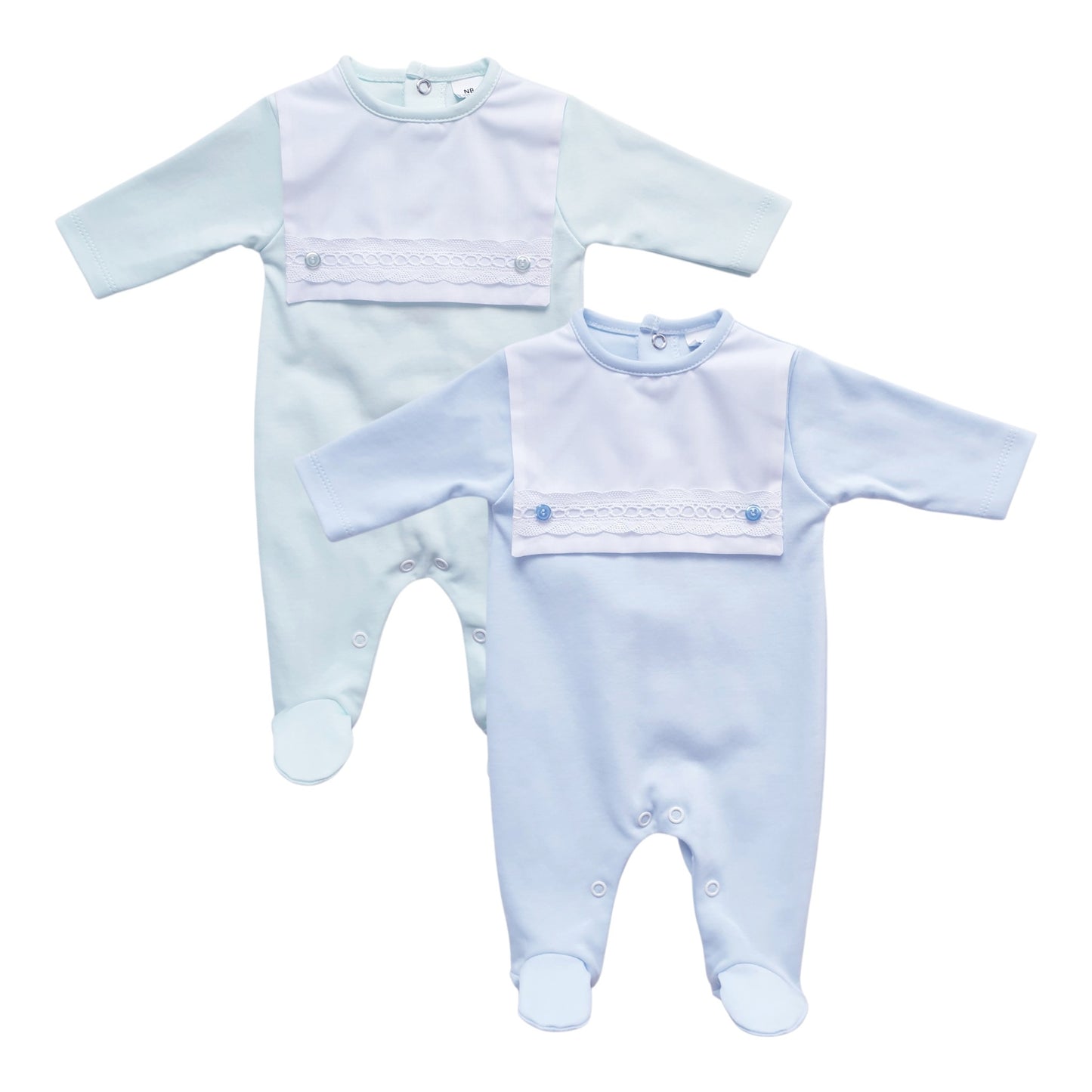 Baby Boys Square Bib Babygrow Blue Mint