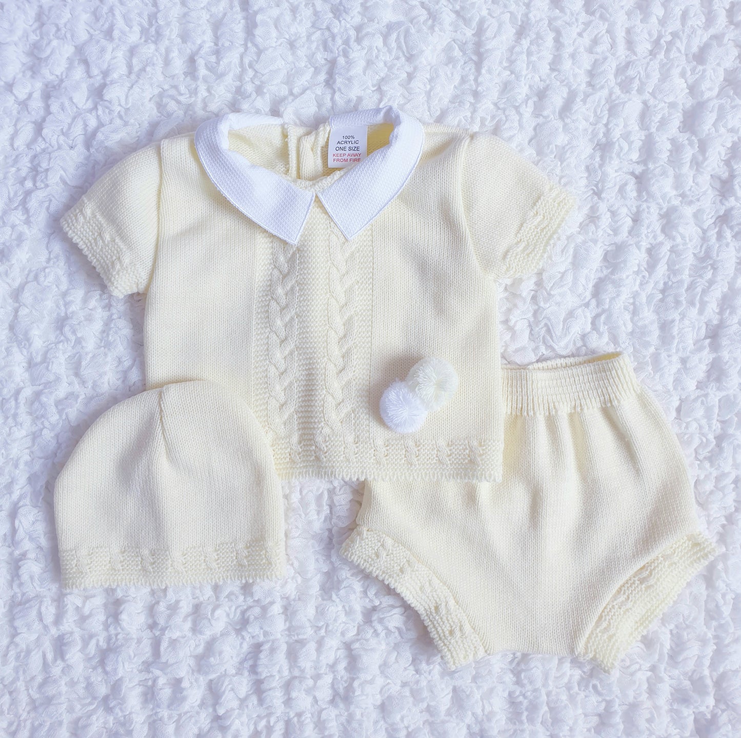 Baby Boys Lemon Spanish Knitted 3 Piece Jam Pants Set