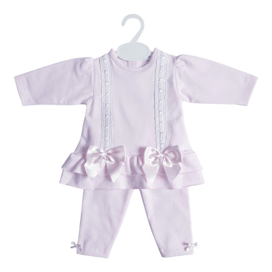 Baby Girls Pink Ribbon Slot Bow Leggings Set