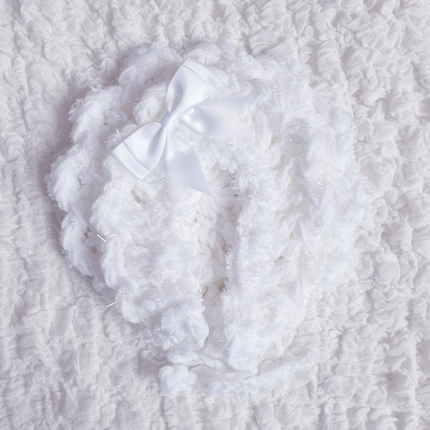 Baby Girls White Hand Knitted Cardigan & Bonnet Set