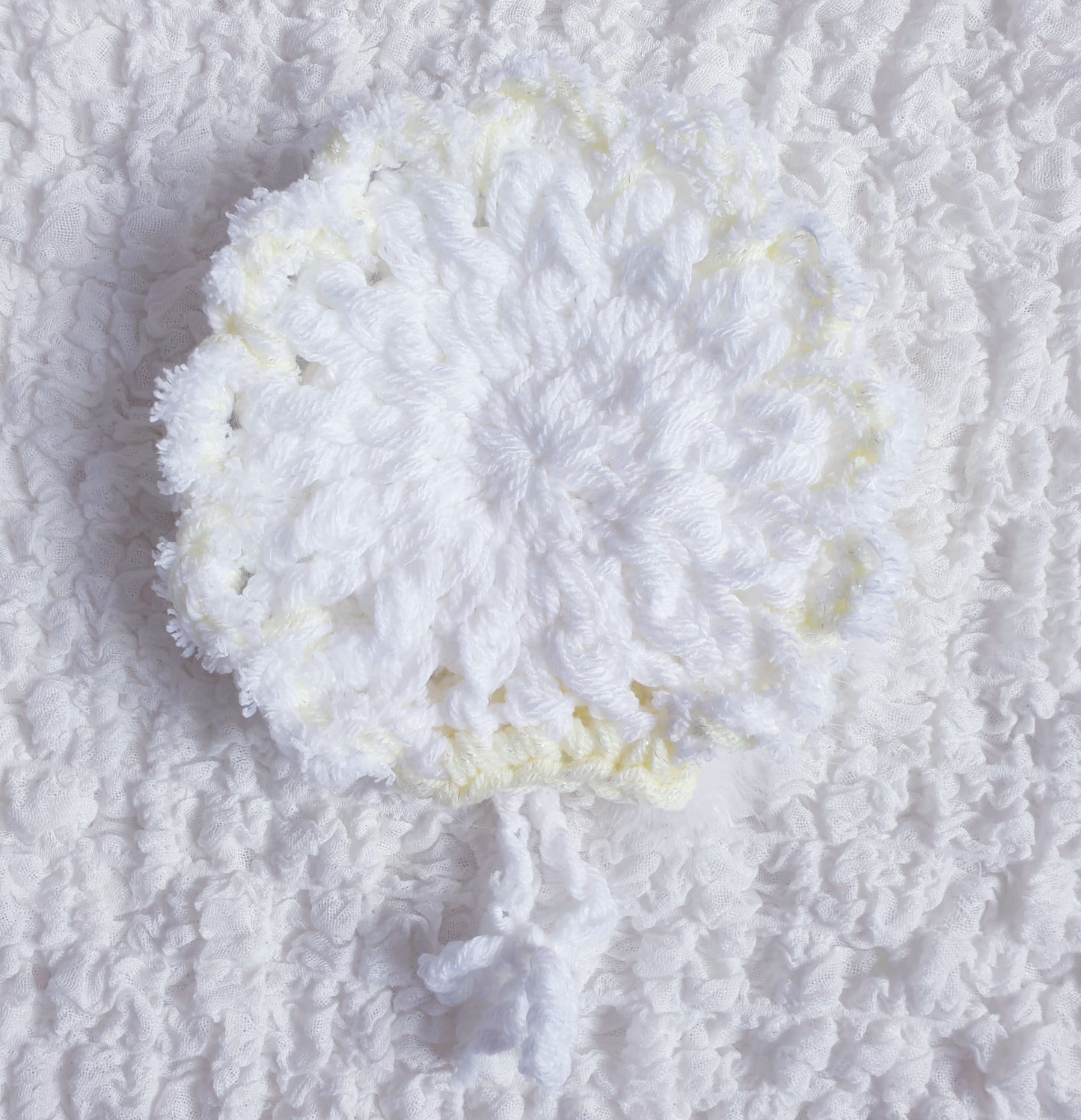 Baby Girls White/Lemon Hand Knitted Cardigan & Hat