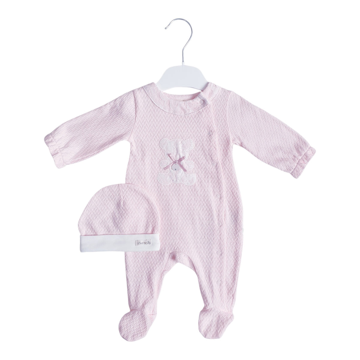 Baby Girls Pink Lace Teddy Babygrow & Hat