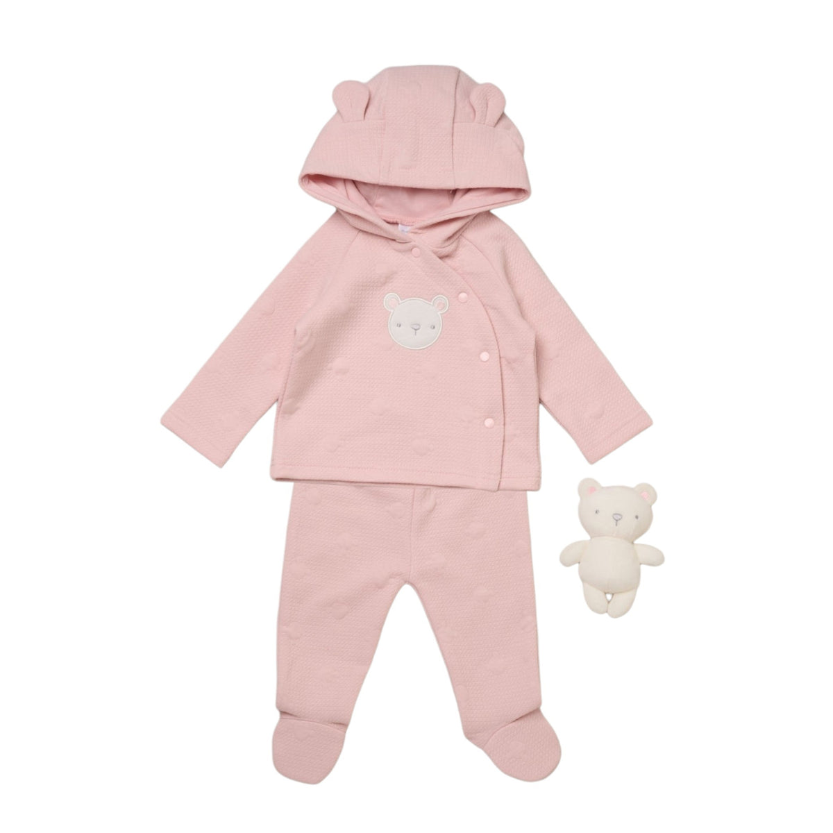Baby Girls Pink Teddy 2 Piece Outfit & Teddy