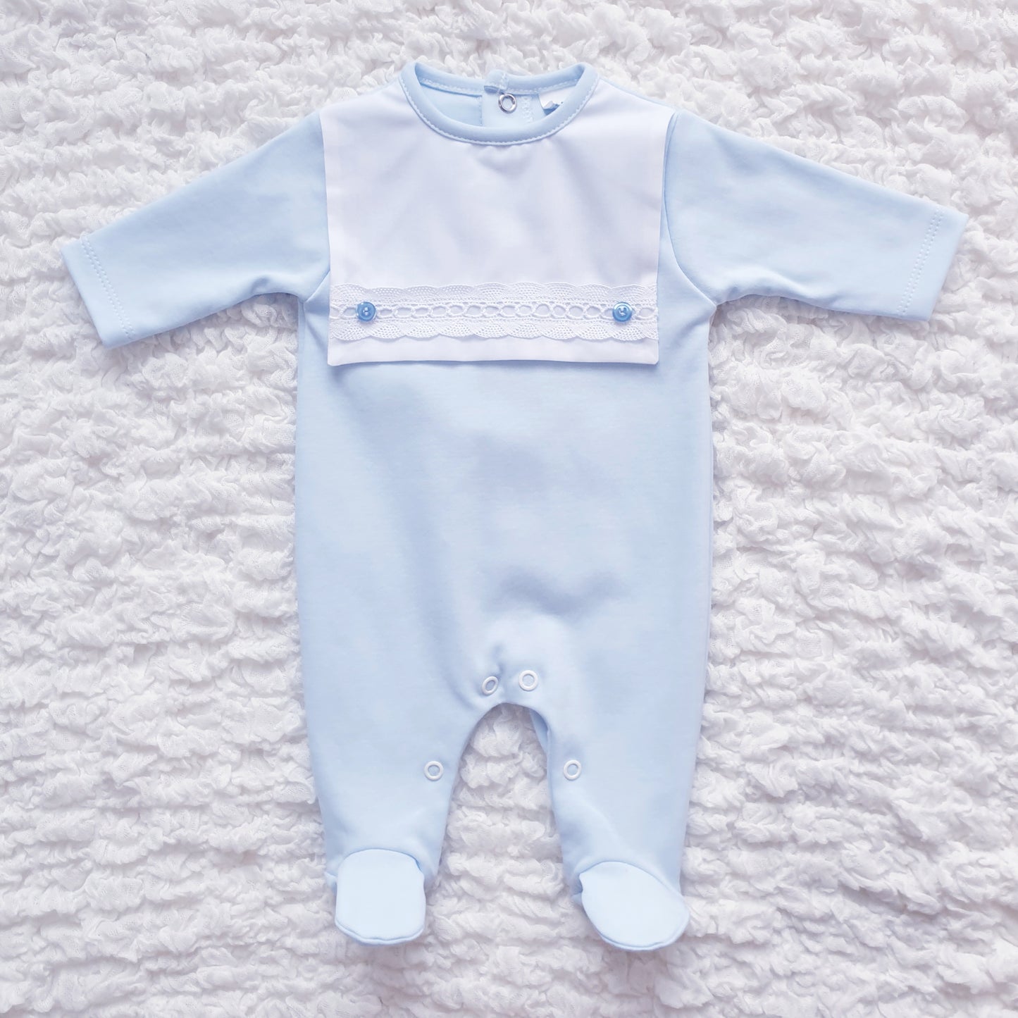 Baby Boys Square Bib Babygrow Blue Mint