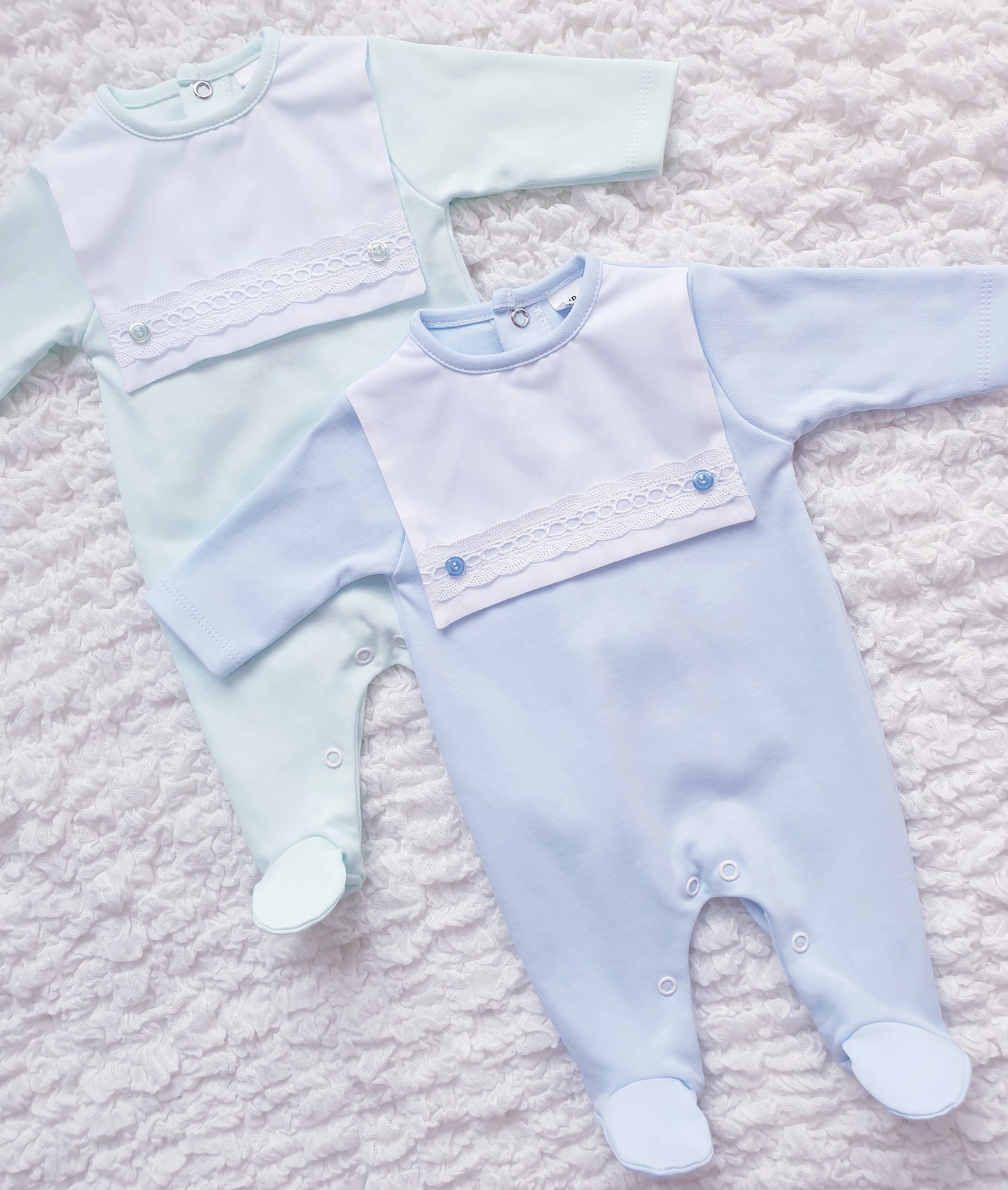 Baby Boys Square Bib Babygrow Blue Mint