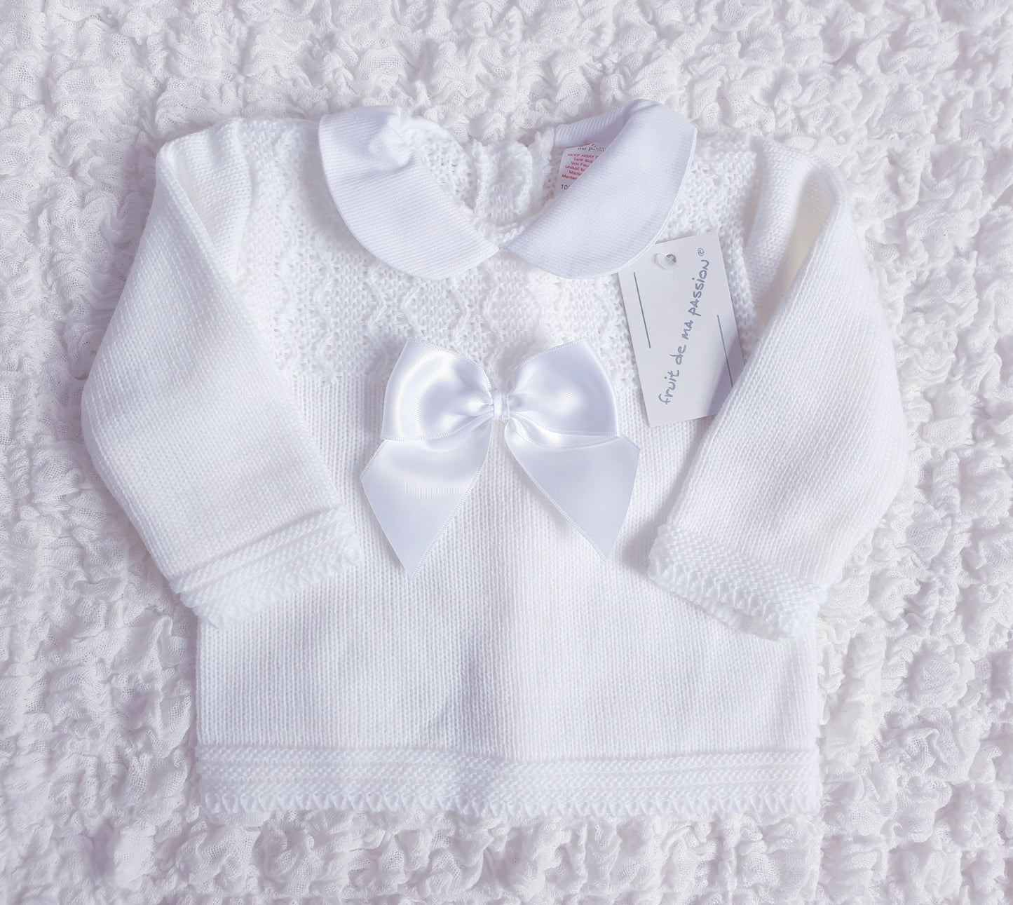 Baby Spanish White Bow Knitted Set