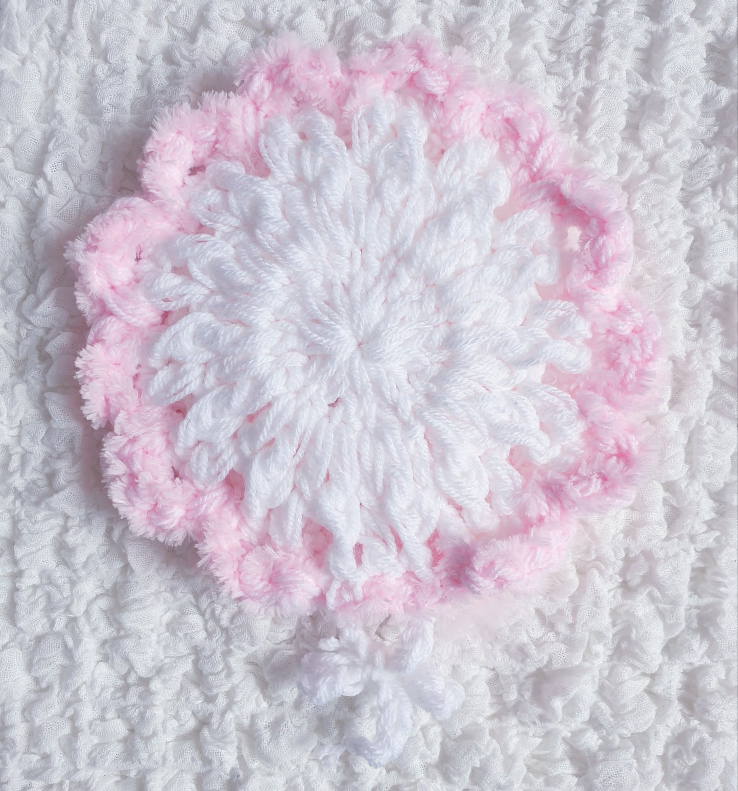 Baby Girls White/Pink Hand Knitted Cardigan & Hat