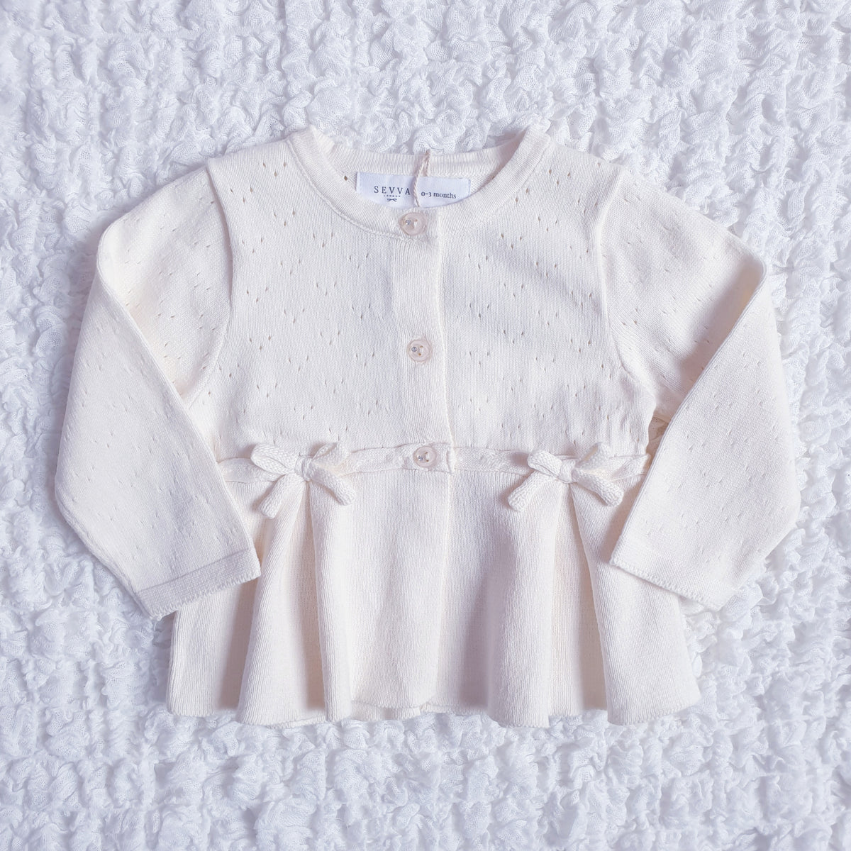 Baby Girls Cream Knitted Cardigan & Ribbed Leggings Set