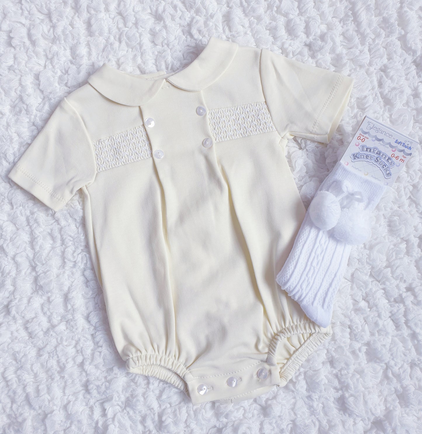 Baby Girls Boys Smocked Romper Lemon Pink Blue