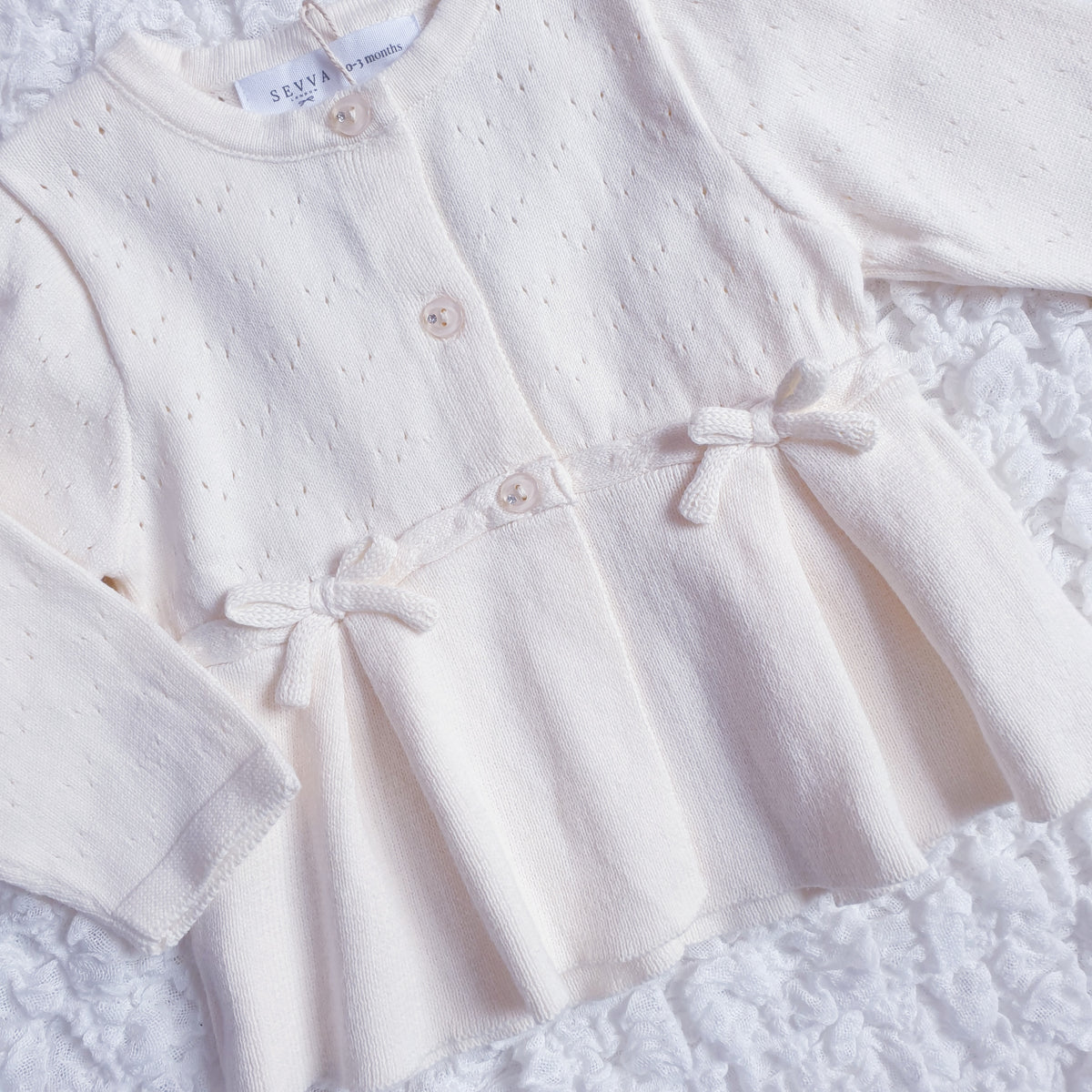 Baby Girls Cream Knitted Cardigan & Ribbed Leggings Set