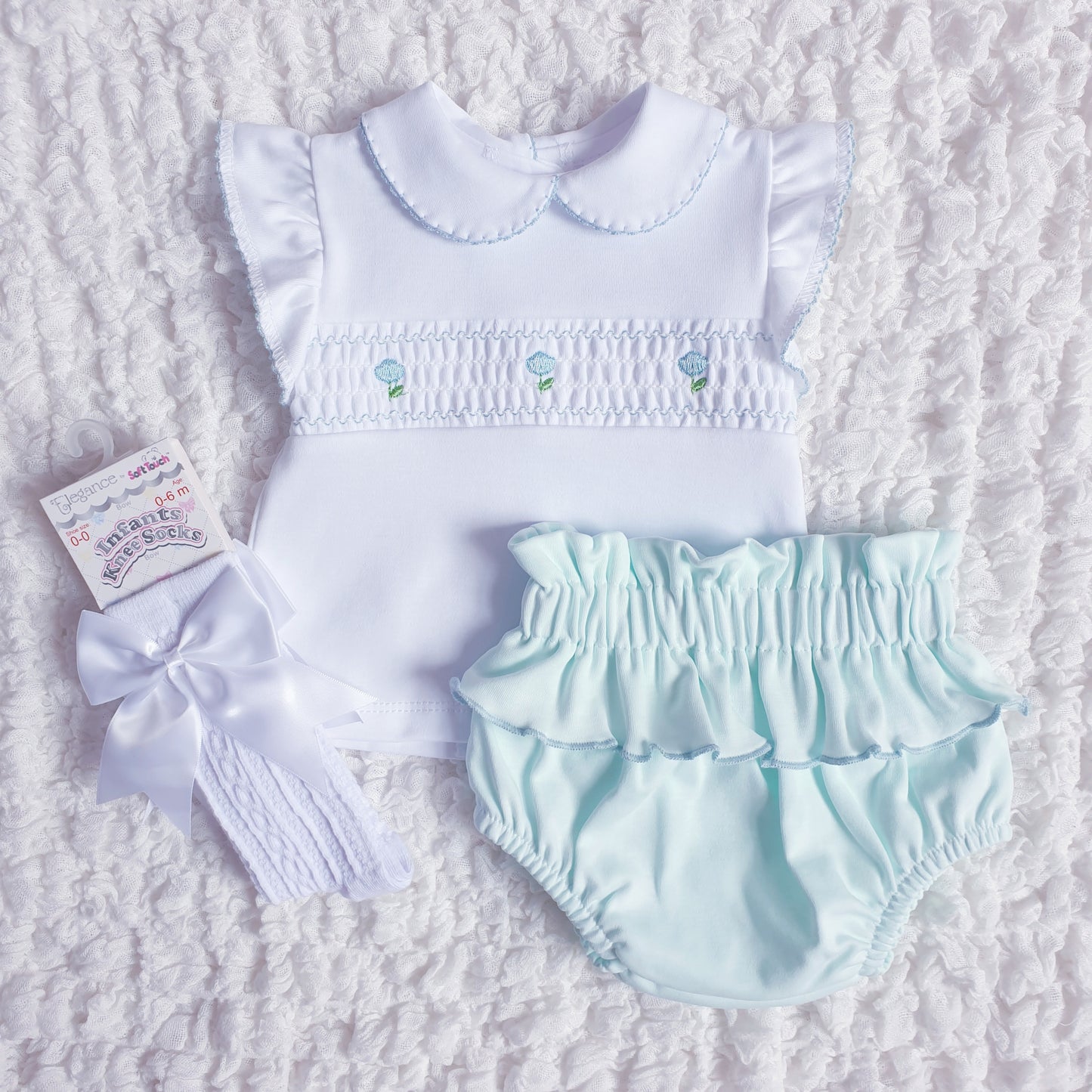 Baby Girls Spanish Smocked Ruffle Jam Pants Set