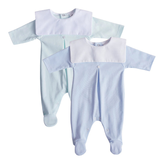 Baby Boys Square Bib Babygrow Blue Mint Lemon
