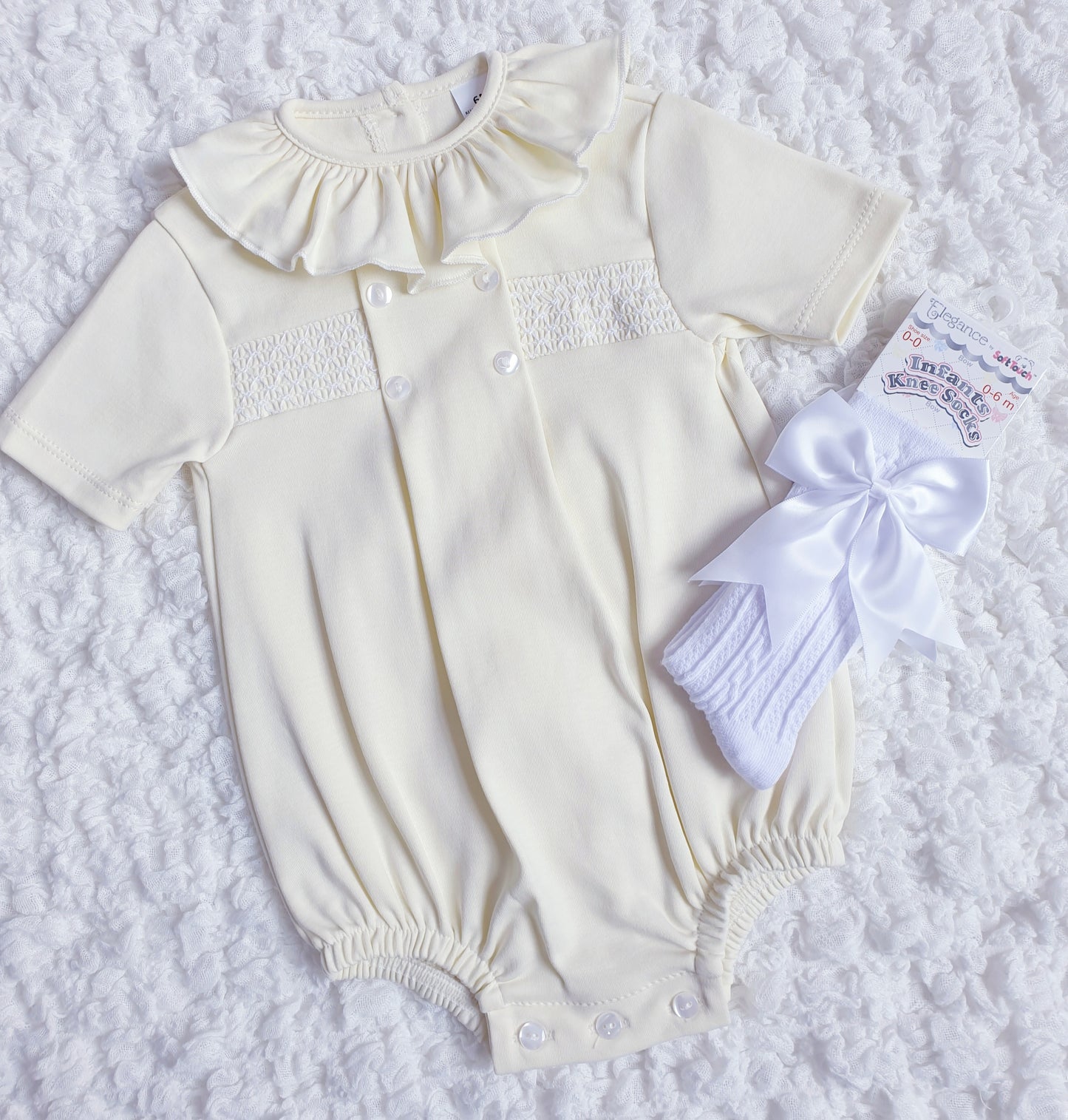 Baby Girls Boys Smocked Romper Lemon Pink Blue