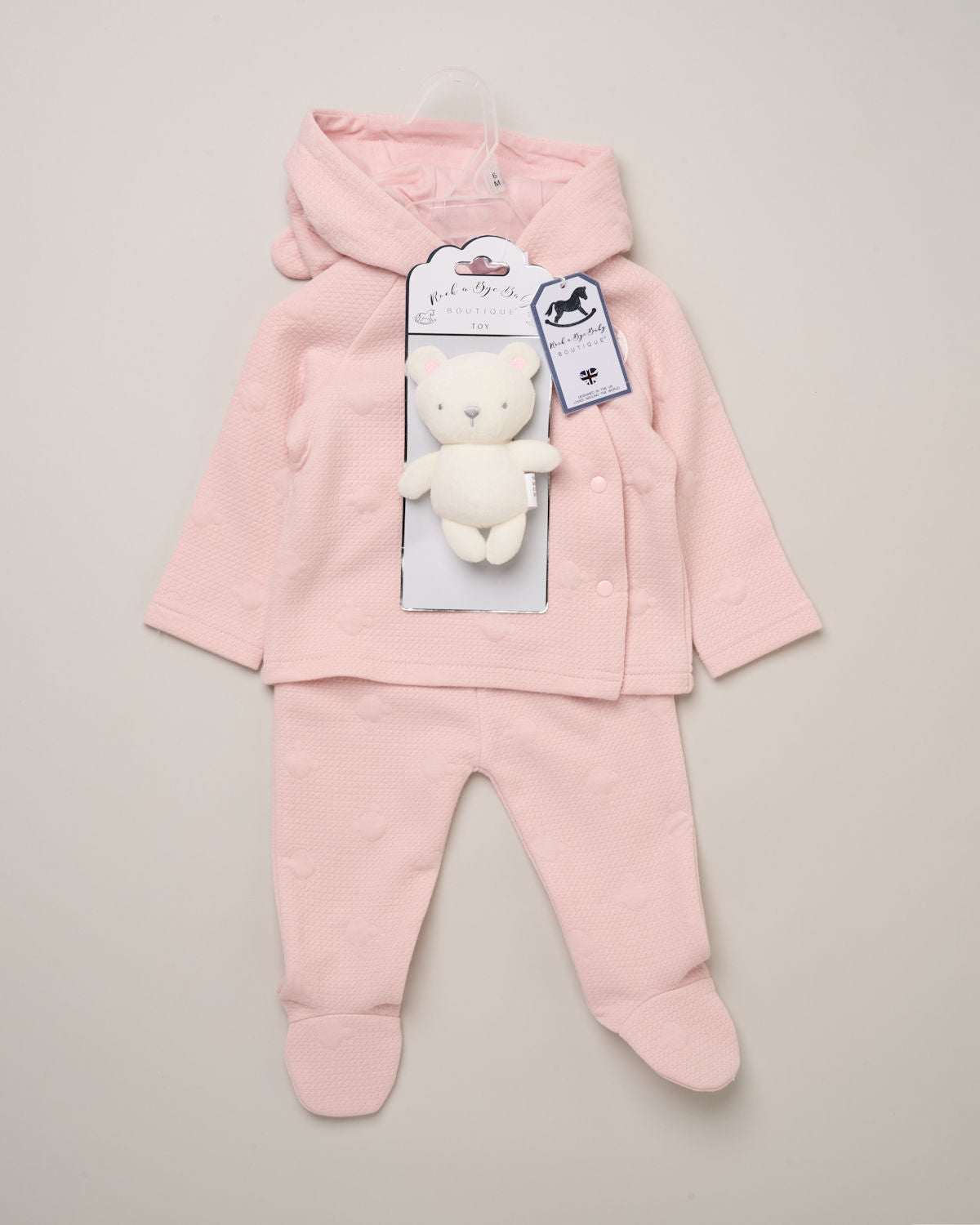 Baby Girls Pink Teddy 2 Piece Outfit & Teddy