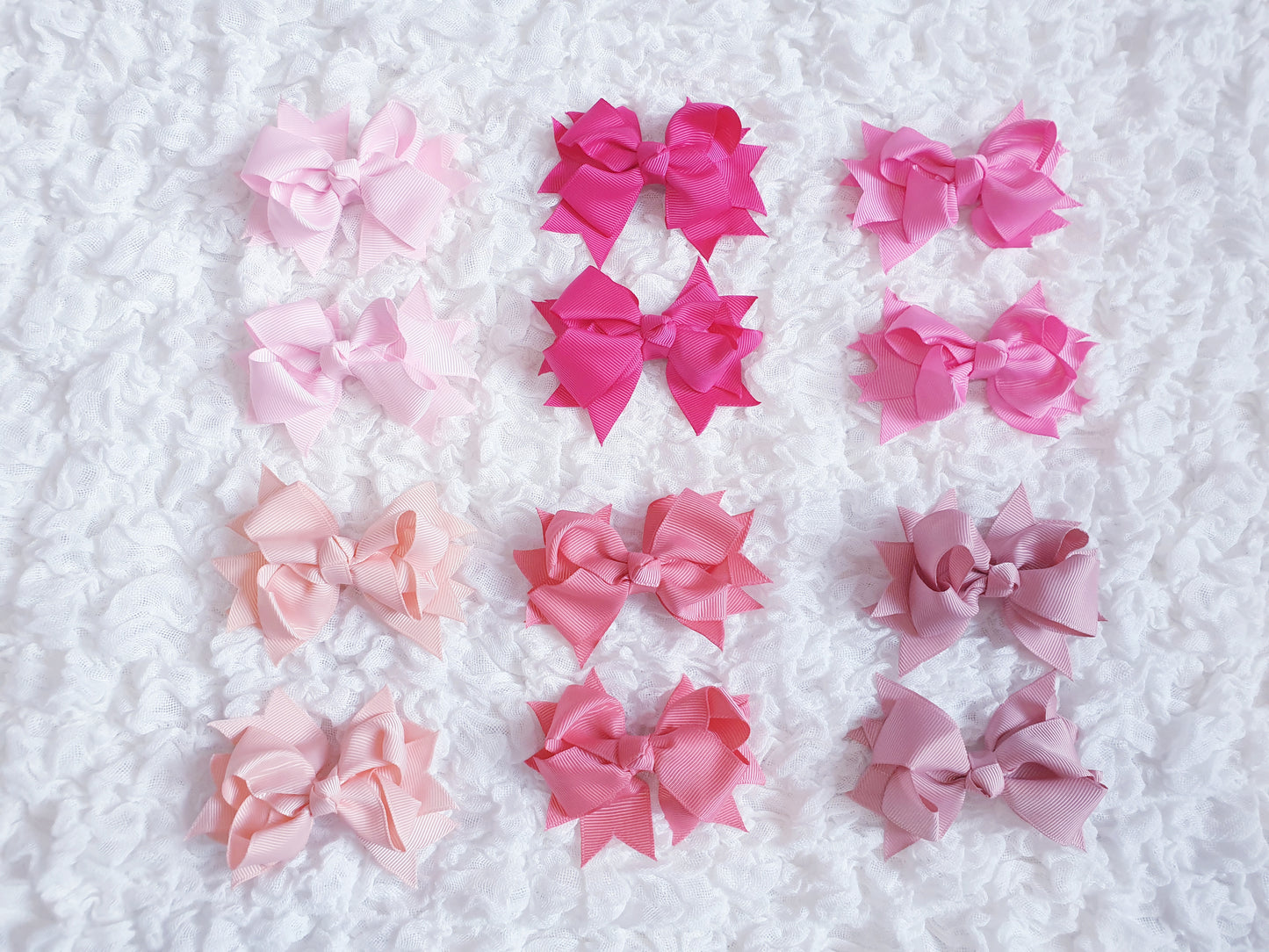 Pink Medium Hair Bow Clips x2