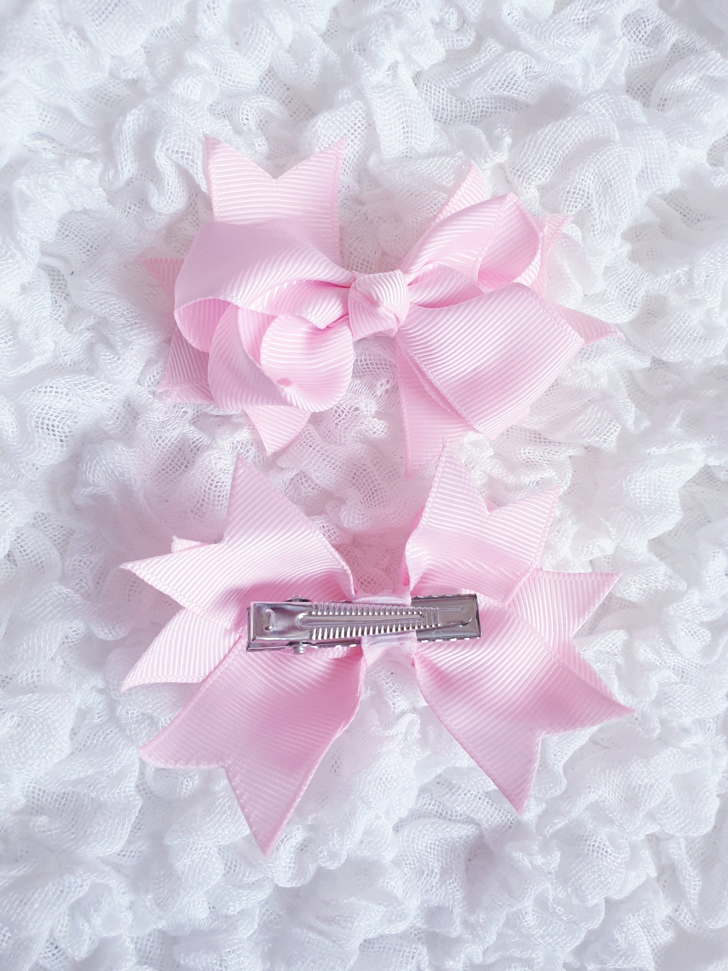 Pink Medium Hair Bow Clips x2